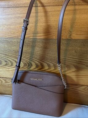 Michael Kors Chestnut Saffiano Leather Crossbody with Gold Hardware